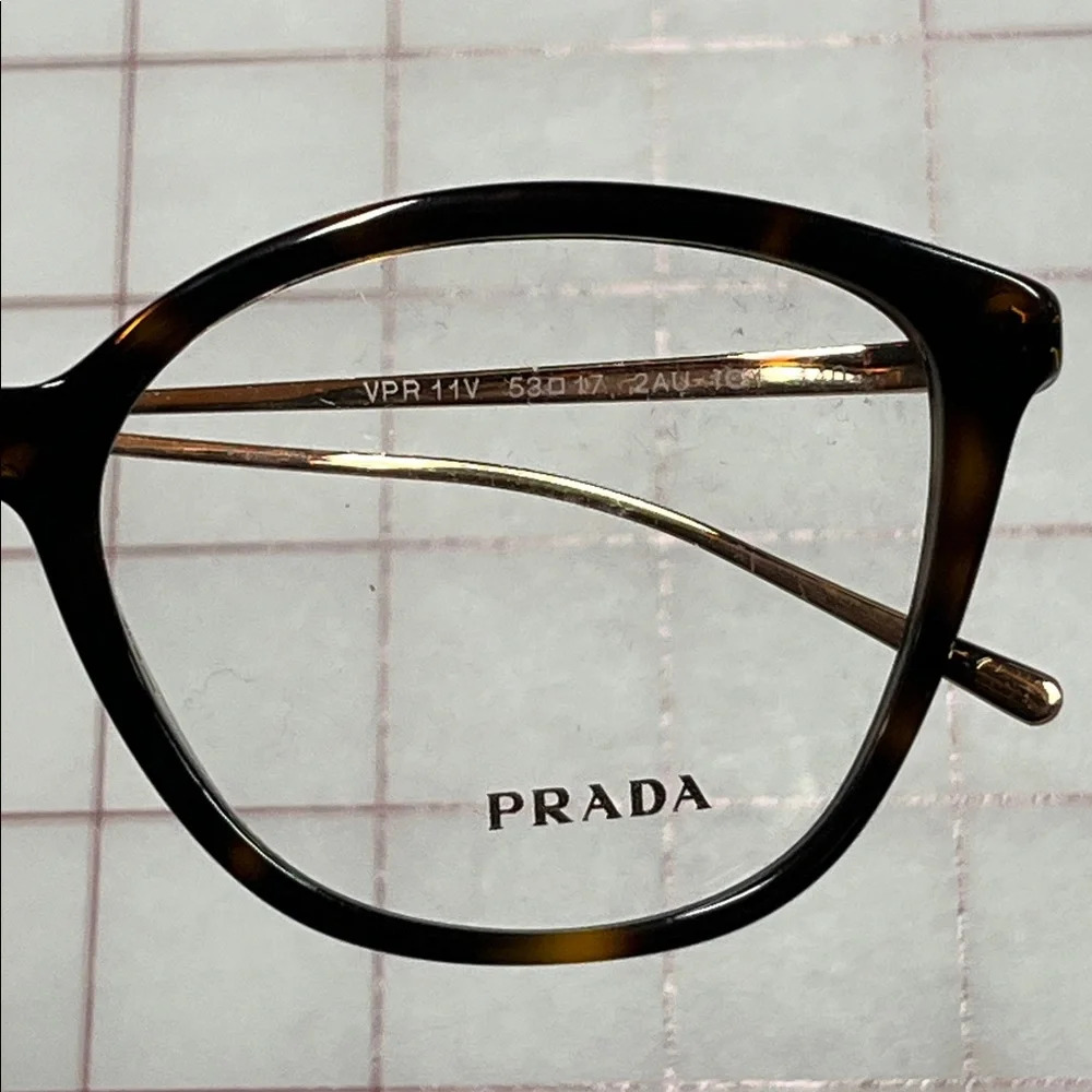 PRADA NWOT "Conceptual" VPR 11V Havana & Gold Mod Square/Cat Eye 53-17-140 Frame - Picture 6 of 16